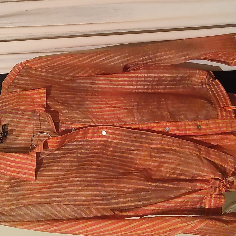 Finity Sz. 14 woman's 2pc capri set w/ shell button down blouse